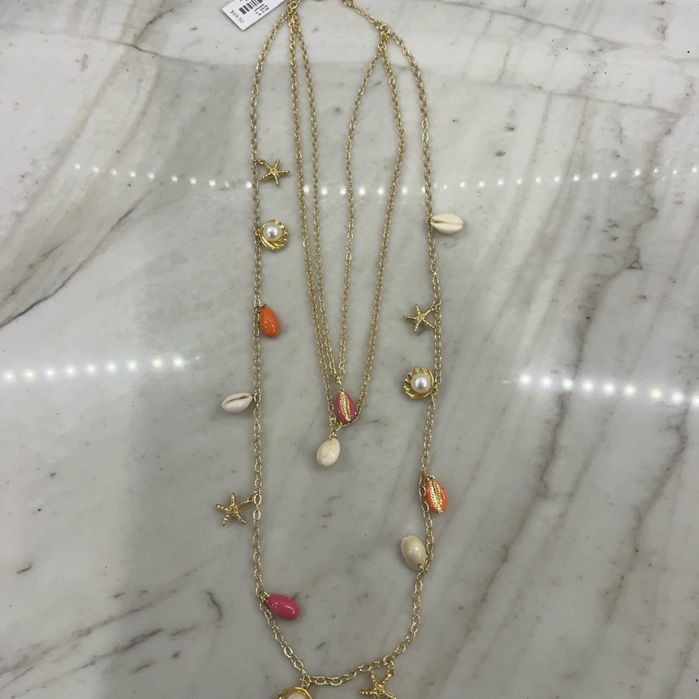 Talbots NWT Gold Starfish, Shell 3 Strand Necklace